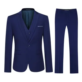 3-Piece Classic One Button Riviera Blue Suit