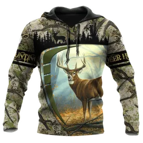 3D All Over Print Deer Hunting Hoodie Light Pattern, Hunter Hoodie