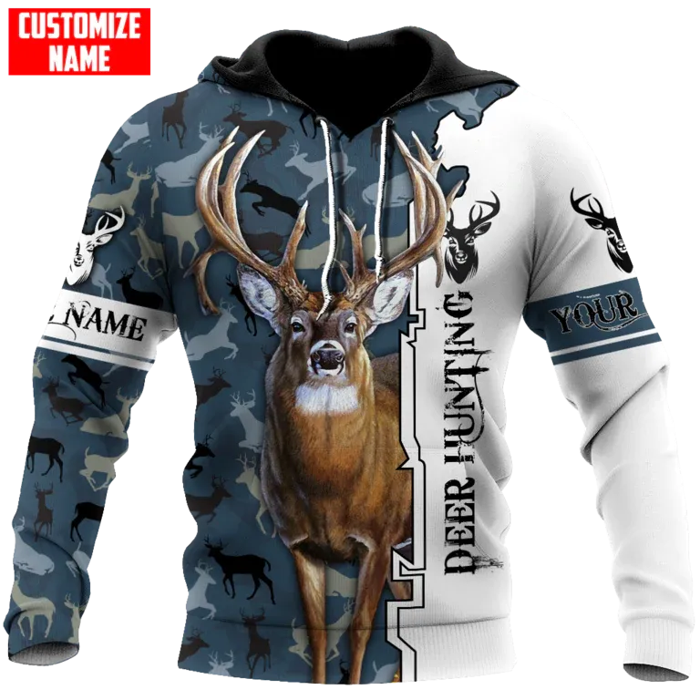 3D All Over Printed Deer Hunting Hoodie, Custom Hoodies With Deer Hunting Light Camo Pattern Hoodie