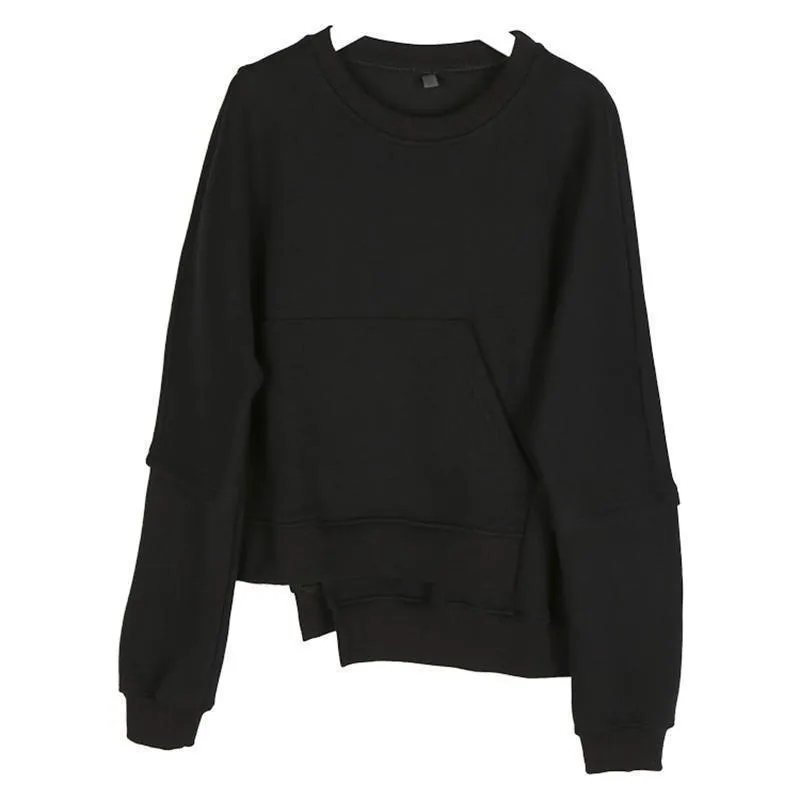 Althea Irregular Pocket Sweatshirt - Black