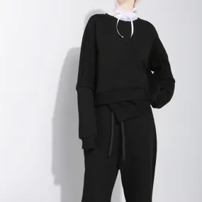 Althea Irregular Pocket Sweatshirt - Black