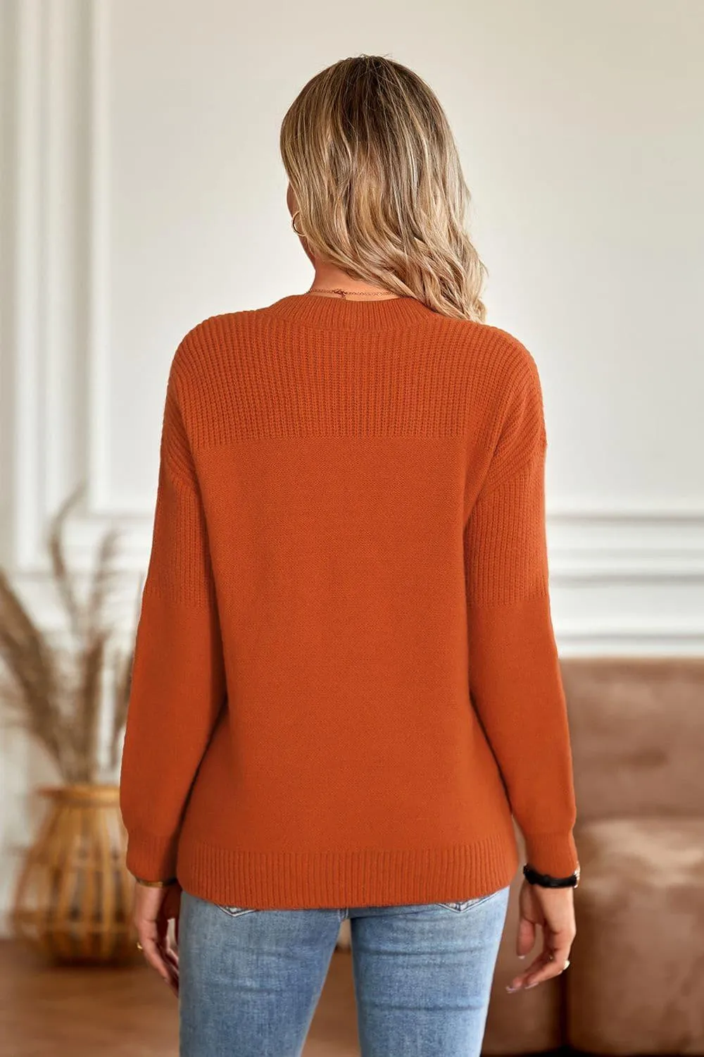 Amelia Round Neck Dropped Shoulder Sweater, 2 Colors