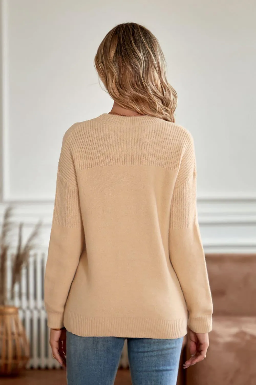 Amelia Round Neck Dropped Shoulder Sweater, 2 Colors