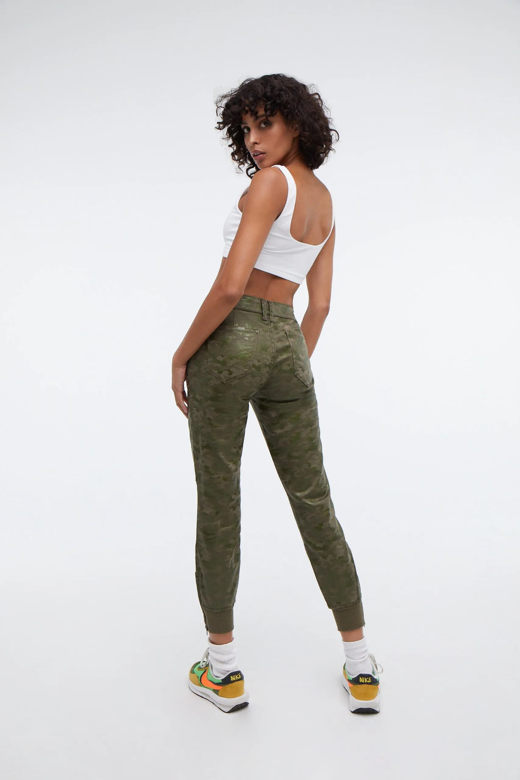 Angie Glossy Camo Jogger