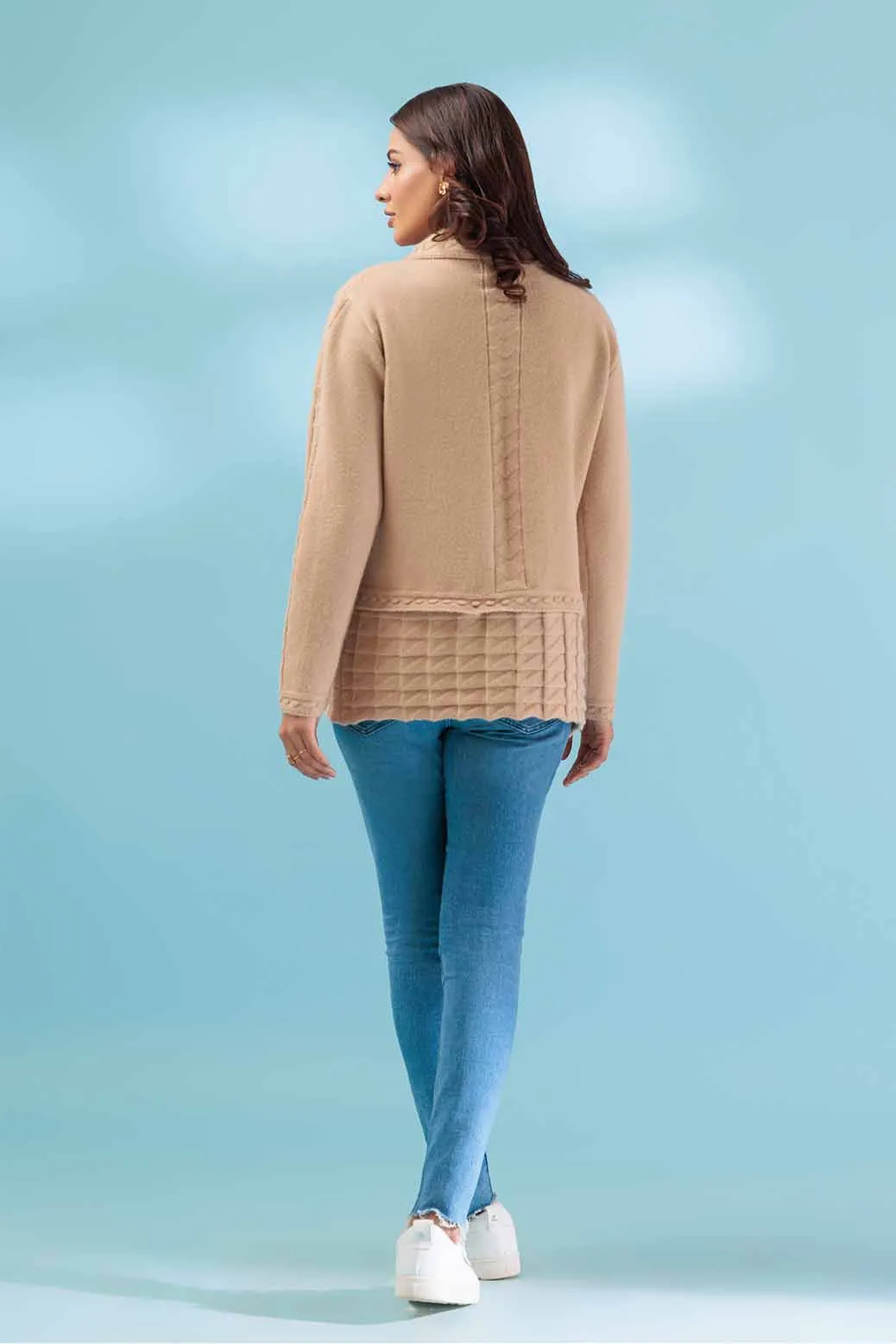 BEIGE-WING COLLAR-FULL SLEEVE-SWEATER (23W-013-65)