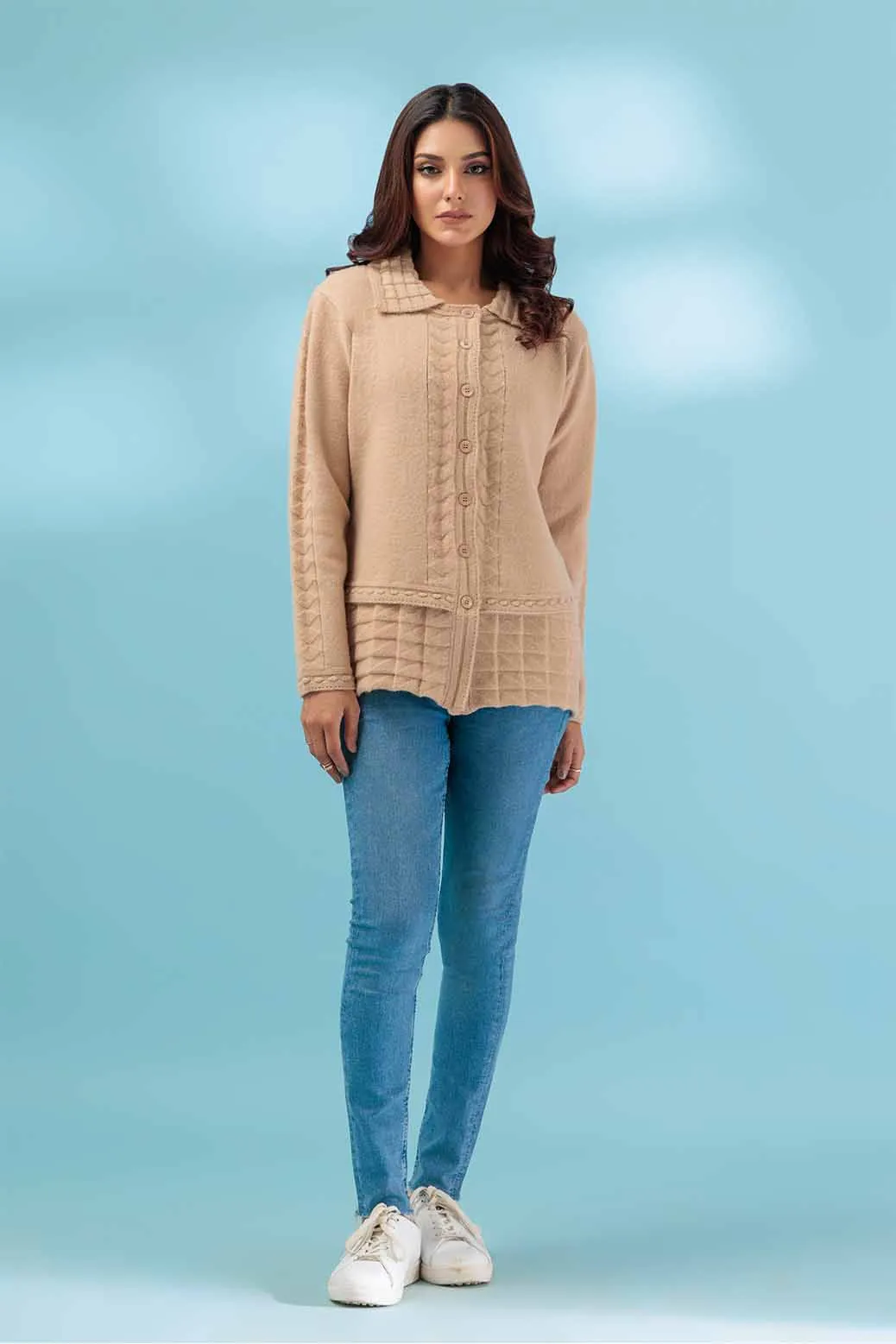 BEIGE-WING COLLAR-FULL SLEEVE-SWEATER (23W-013-65)