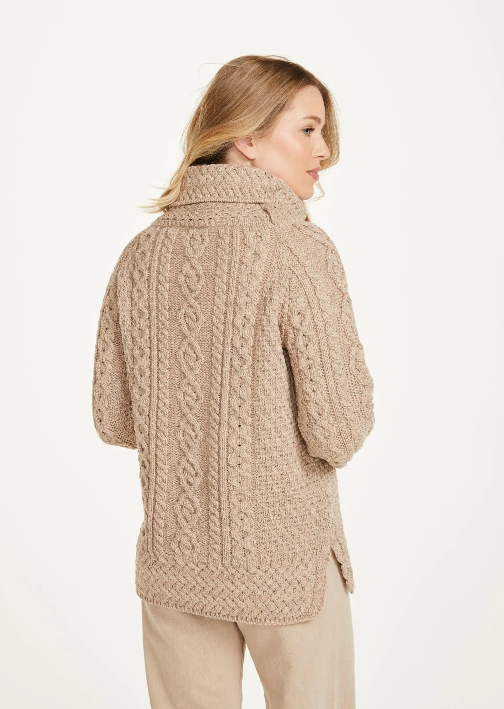 Belcare Ladies Aran Roll Neck Sweater | Oatmeal