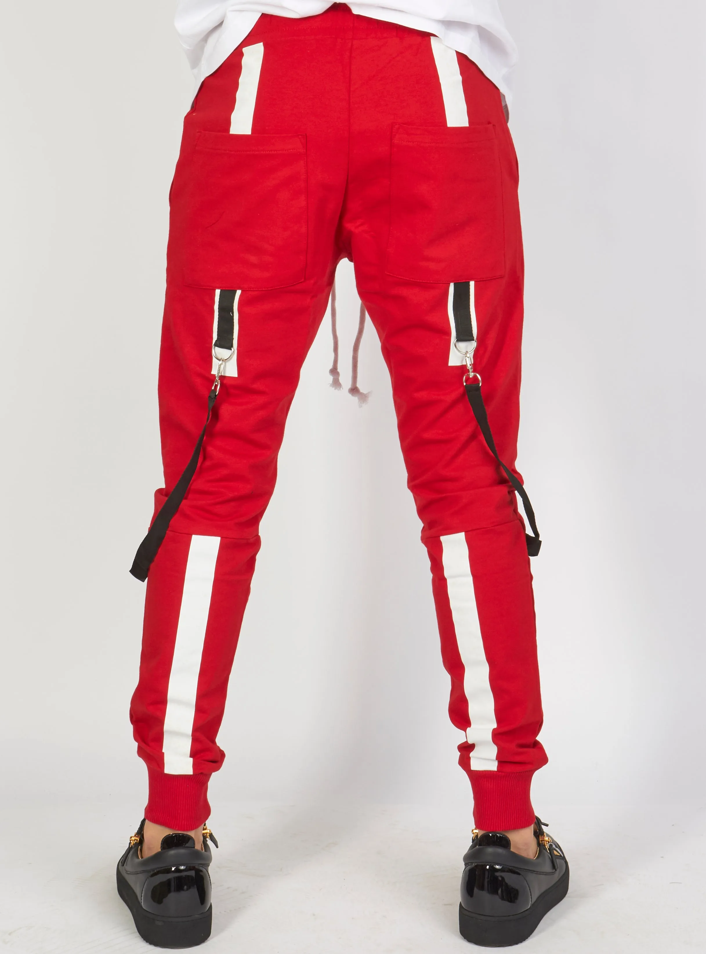 Buyer's Choice Pants - Side Black Strap - Red - 5149