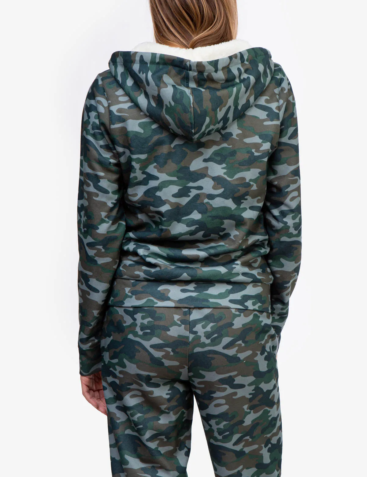 CAMO SHERPA LINED ZIP HOODIE