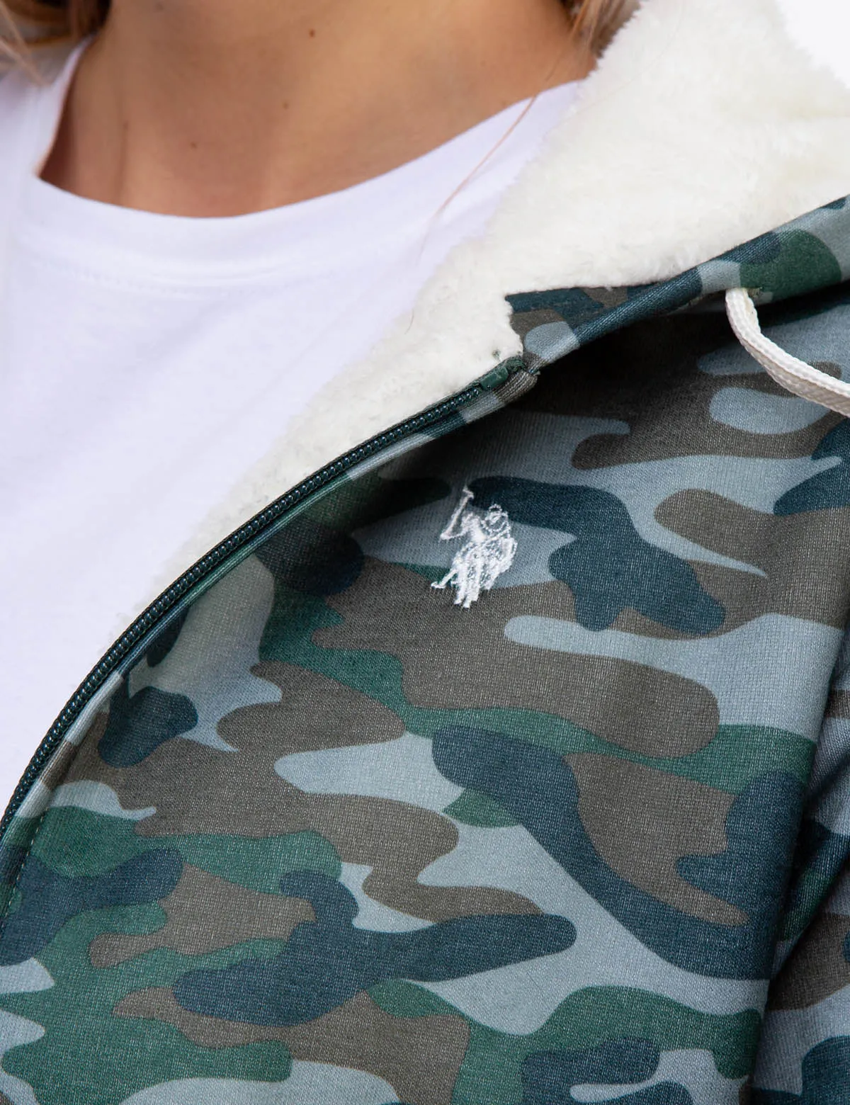 CAMO SHERPA LINED ZIP HOODIE