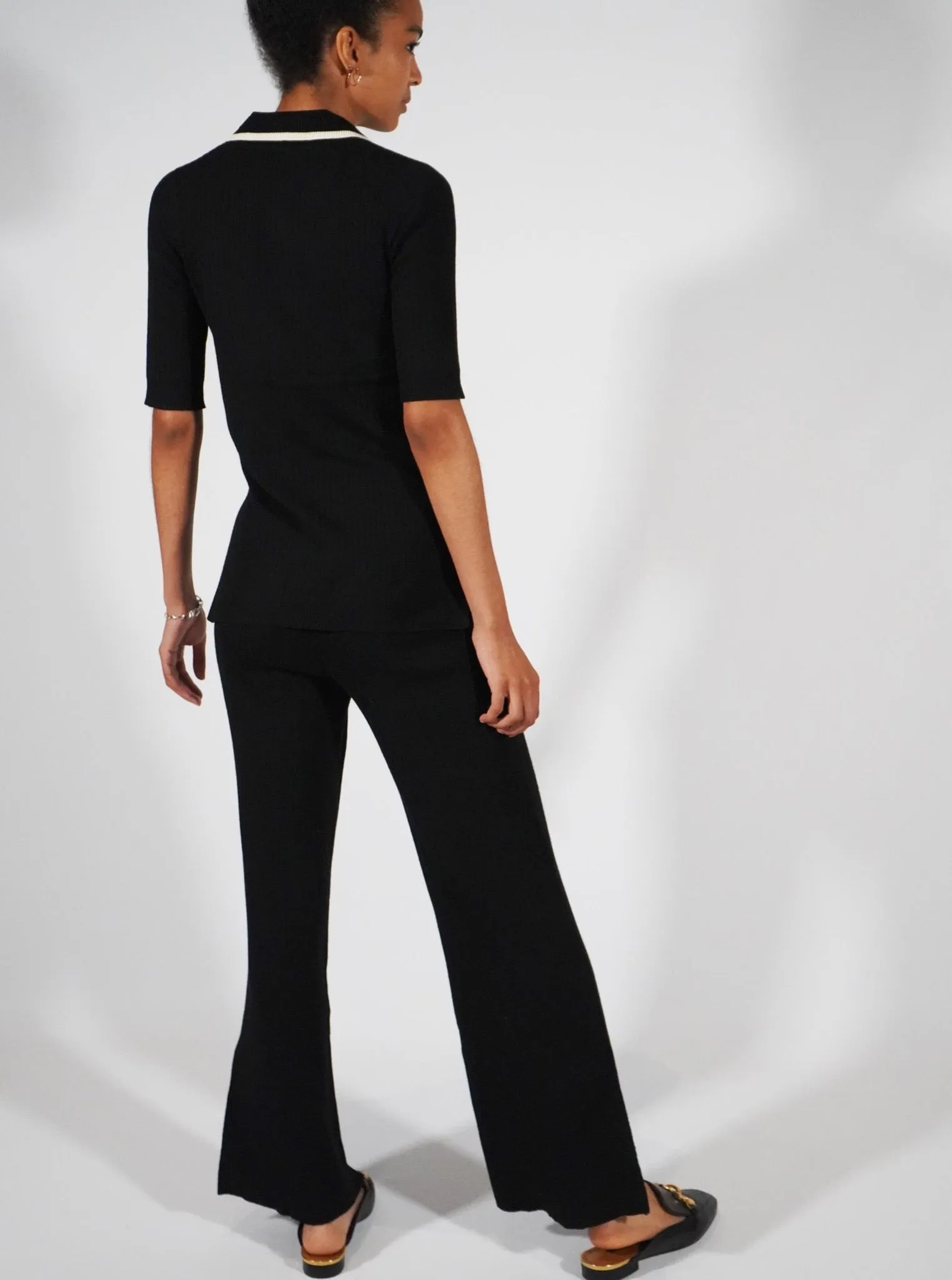 Cashmere Blend Ribbed Knit Wide Leg Pants - The Walker