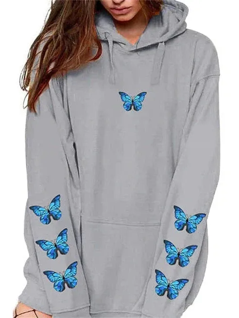 Casual Butterfly Graphic Women's Hoodie Sweatshirt