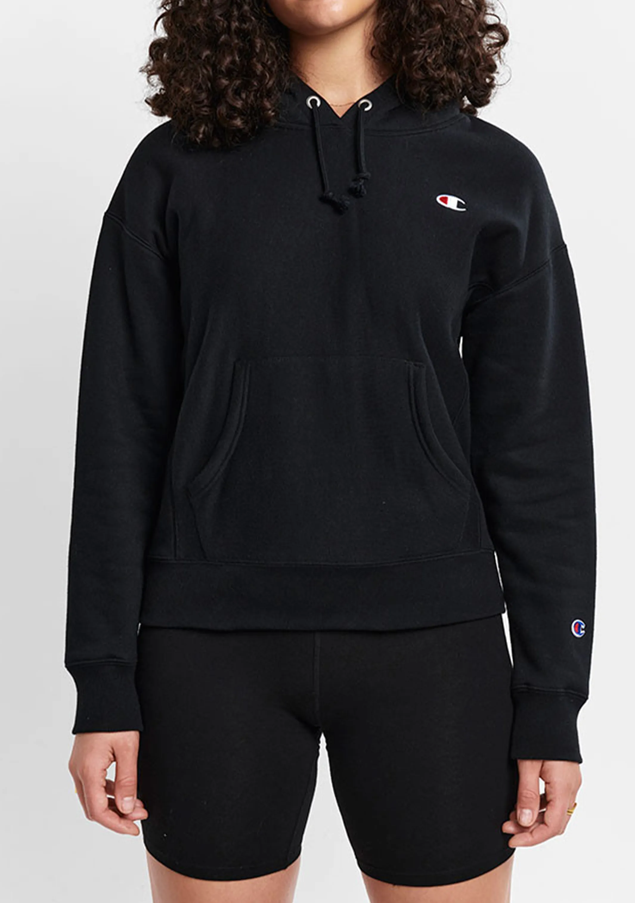 Champion Womens Reverse Weave C Logo Regular Fit Hoodie Black <br> CWFBN BLK