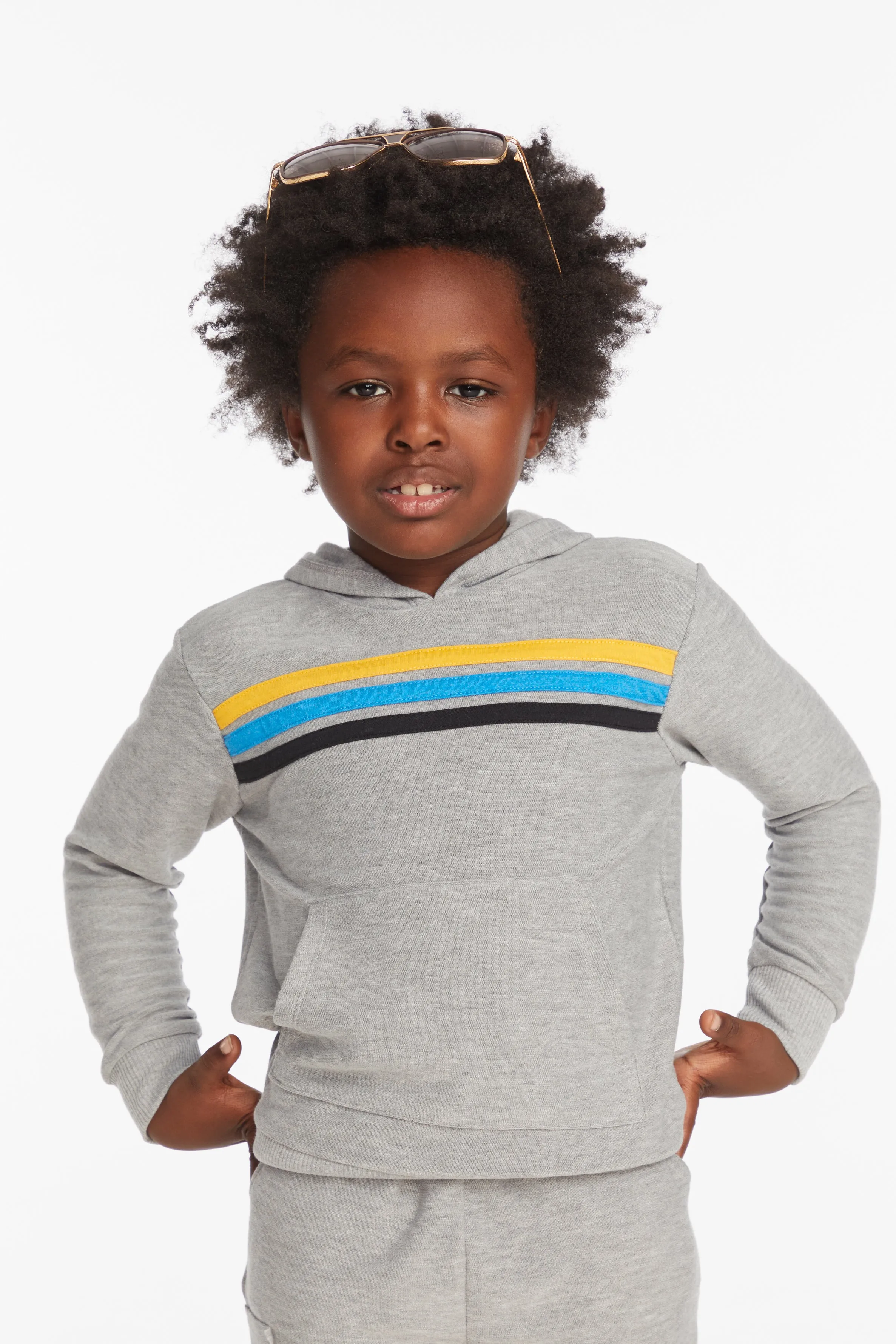 Chaser Striped Heather Grey Boys Pullover Hoodie