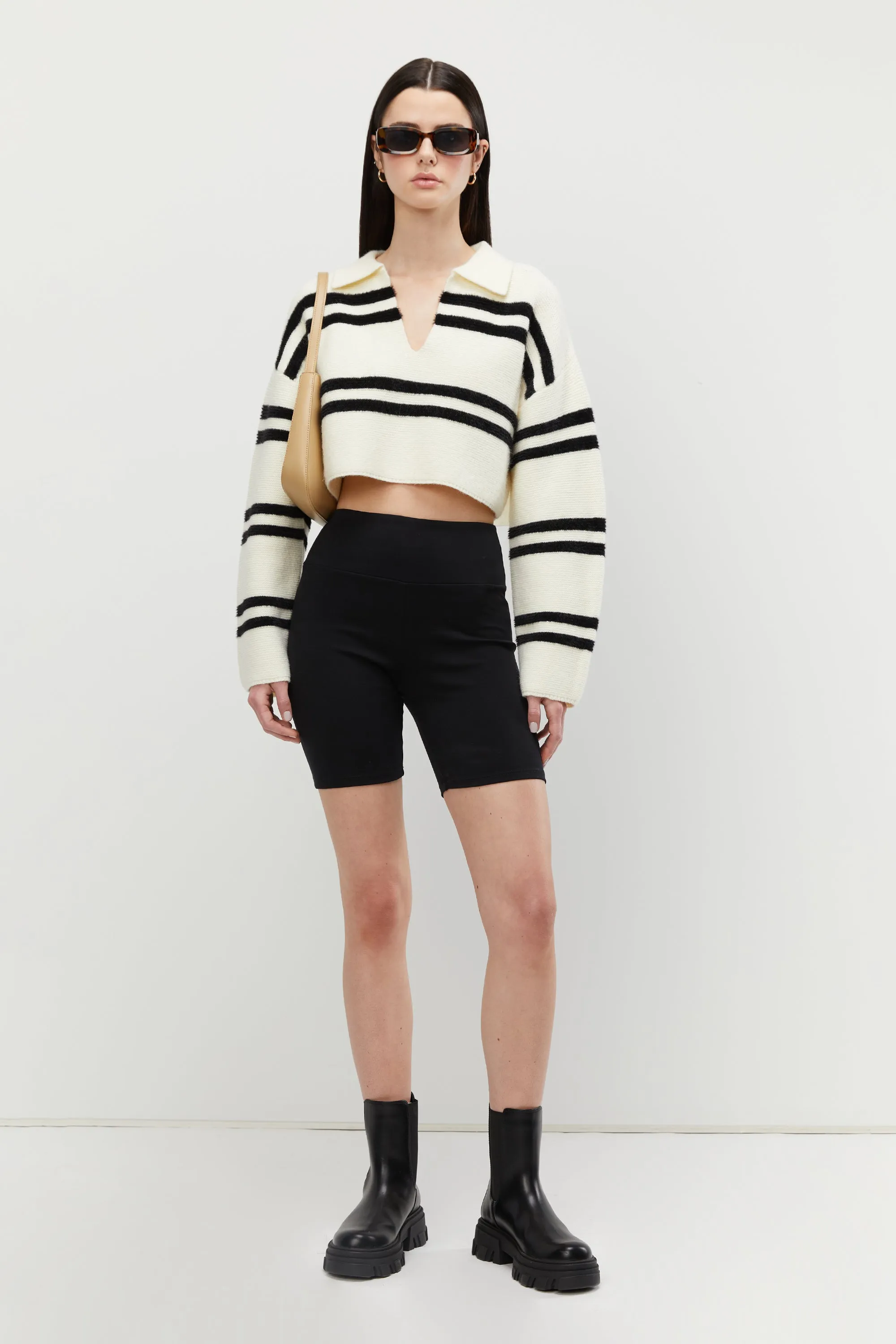 COLLARED STRIPED SWEATER