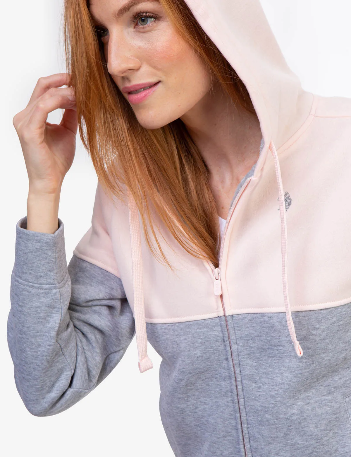 COLORBLOCK SHERPA LINED ZIP HOODIE