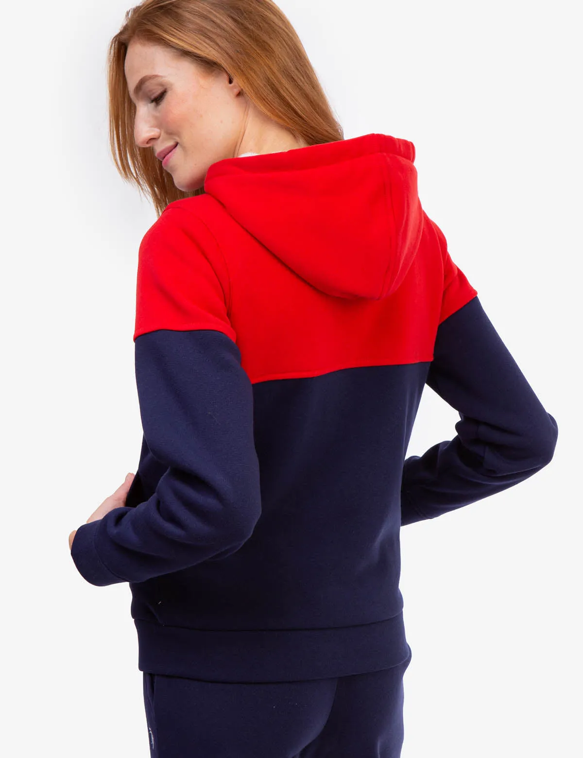 COLORBLOCK SHERPA LINED ZIP HOODIE