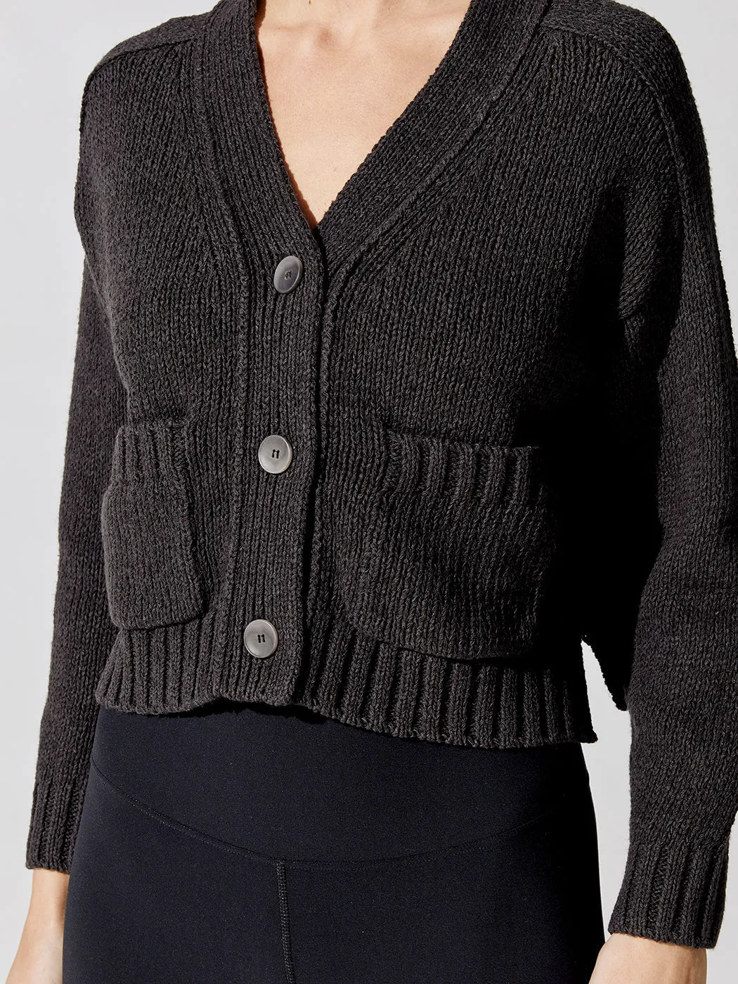 Cropped Cardigan - Washed Black