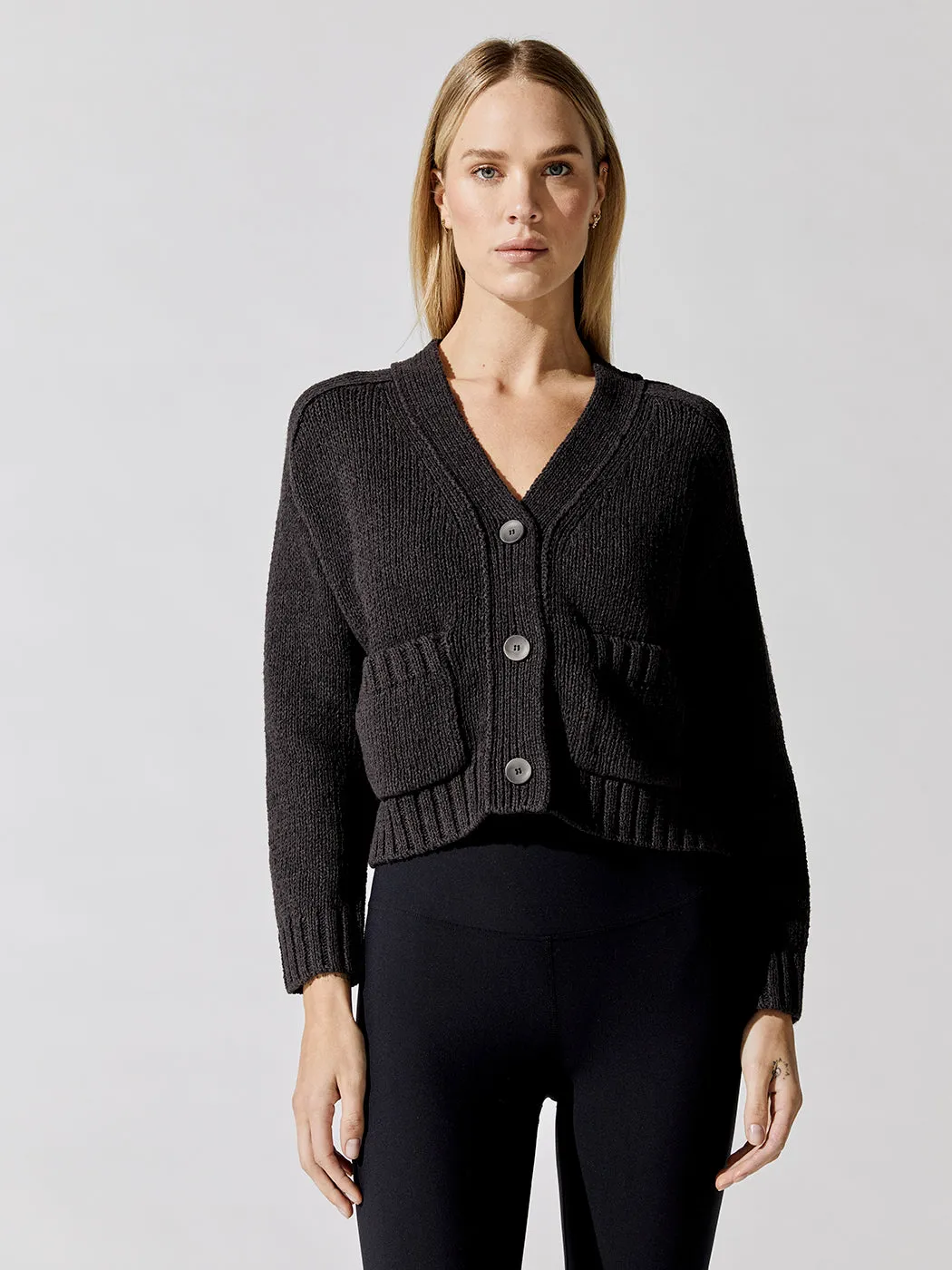 Cropped Cardigan - Washed Black