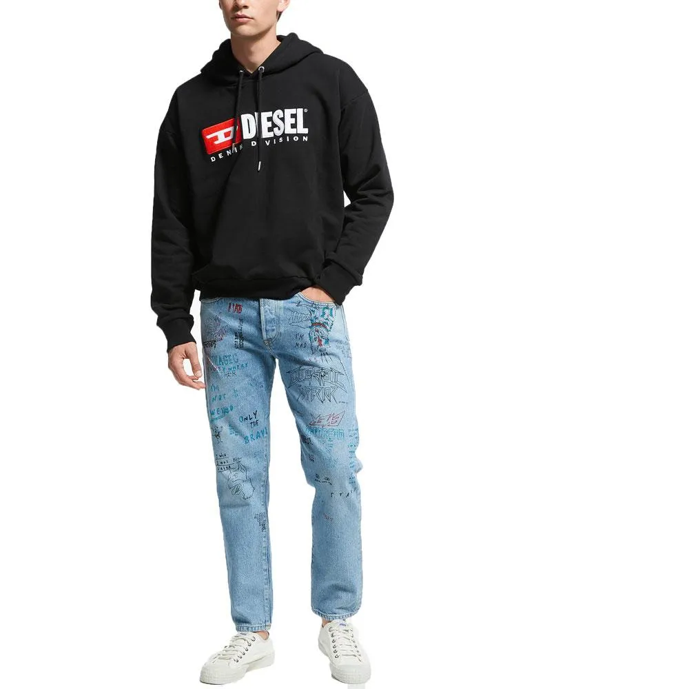 Diesel S-Division Industry Logo Hooded Sweatshirt - Black