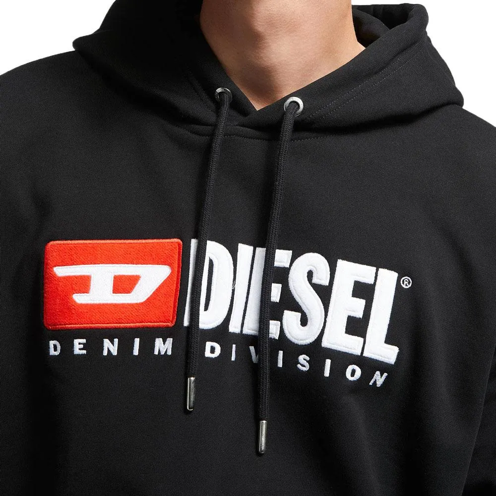 Diesel S-Division Industry Logo Hooded Sweatshirt - Black