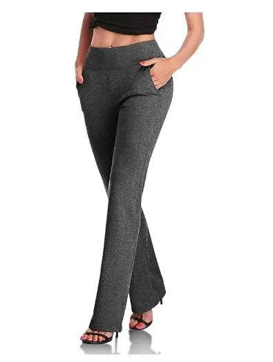 Everyday Women's Straight Leg Stretchy Pants in Black and Wine - S M