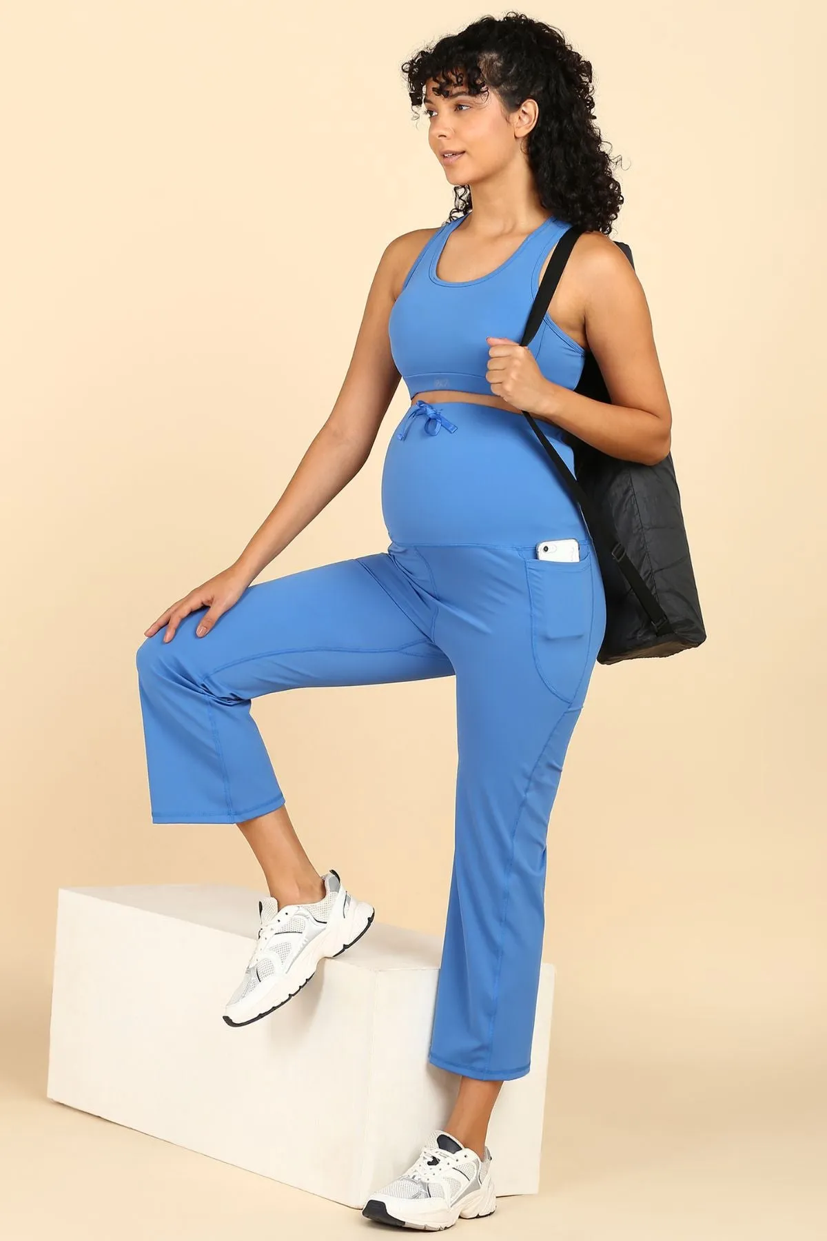 Full Bump-Coverage Blue Flair Maternity Pants