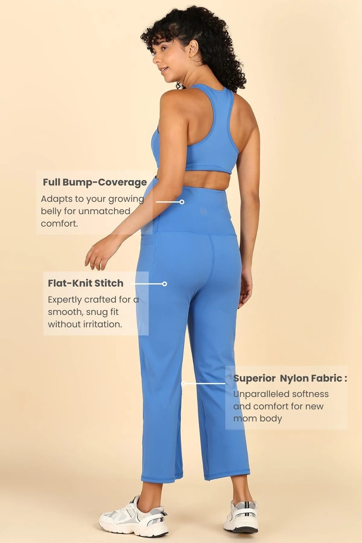 Full Bump-Coverage Blue Flair Maternity Pants