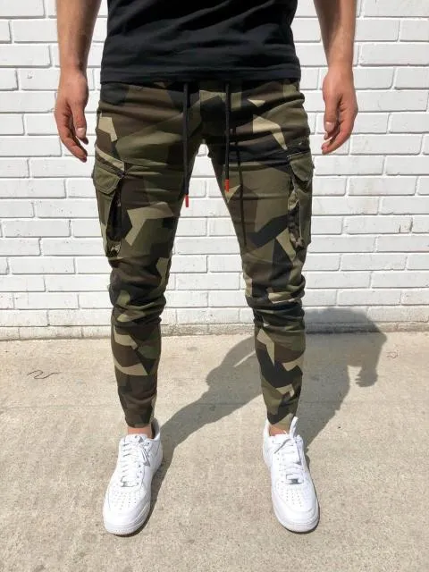 Green Camo Cargo Jogger Pants