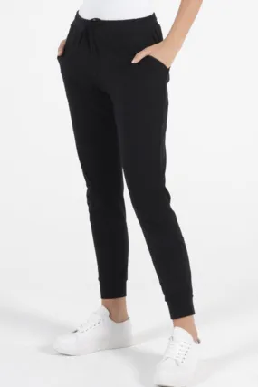 Heidi Black Cotton Track Pant