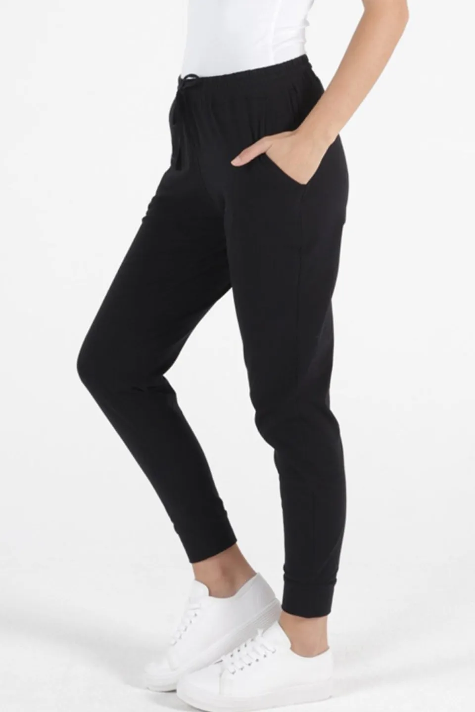 Heidi Black Cotton Track Pant