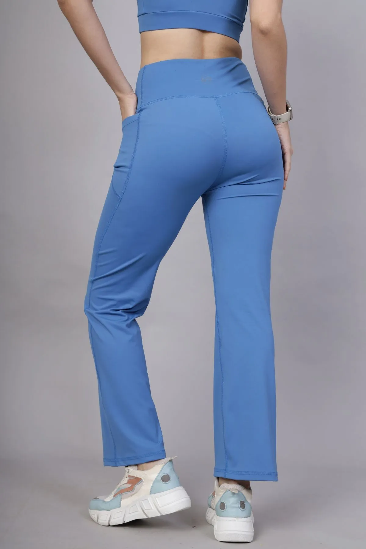 High Waisted Gentle Compression Blue Postpartum Pants