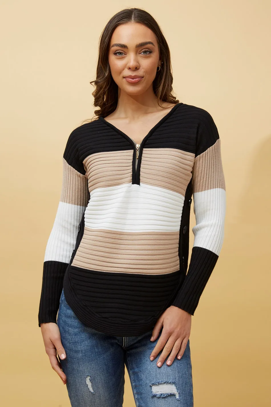 HOPE COLOR BLOCK KNIT JUMPER