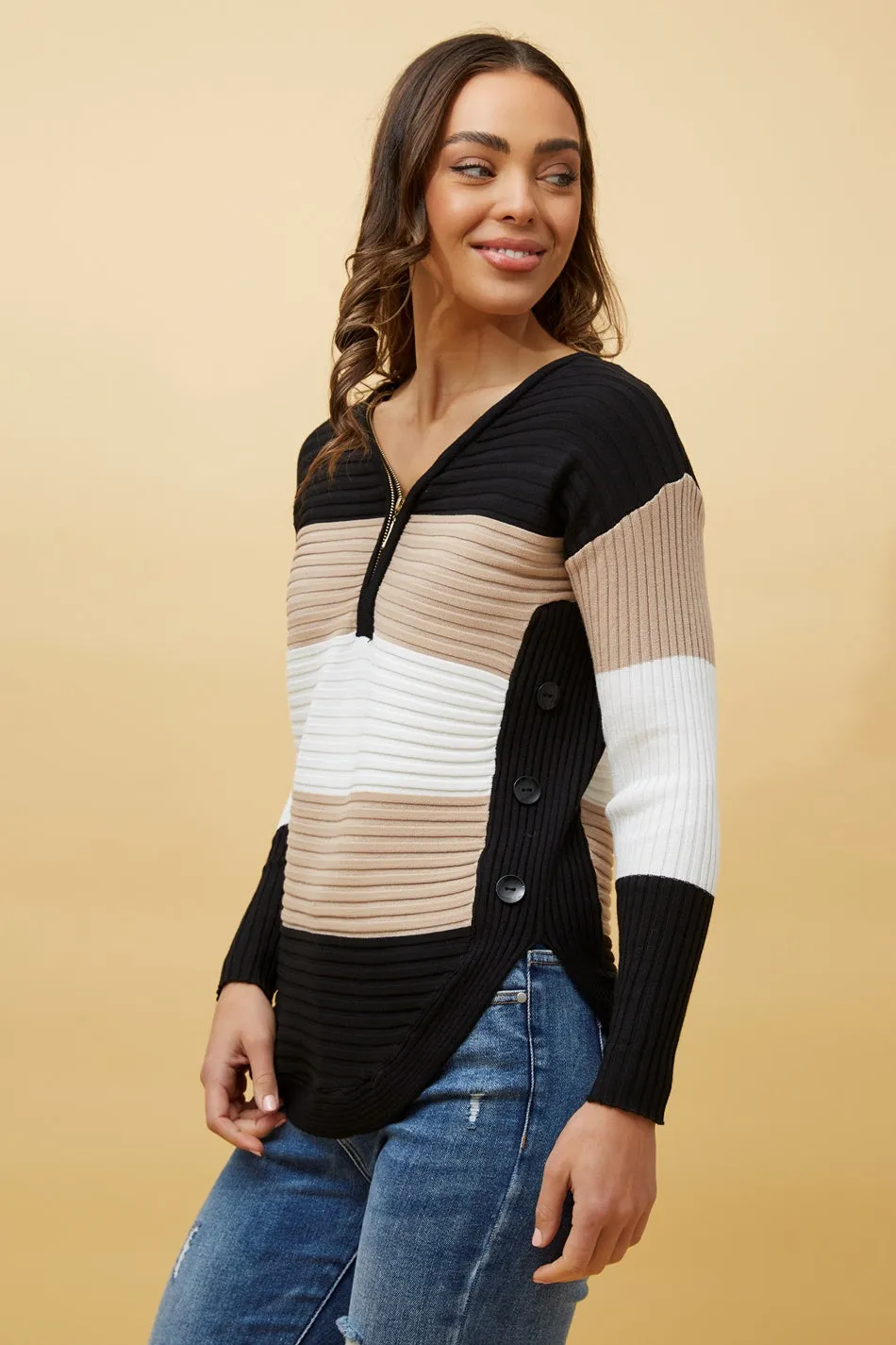 HOPE COLOR BLOCK KNIT JUMPER