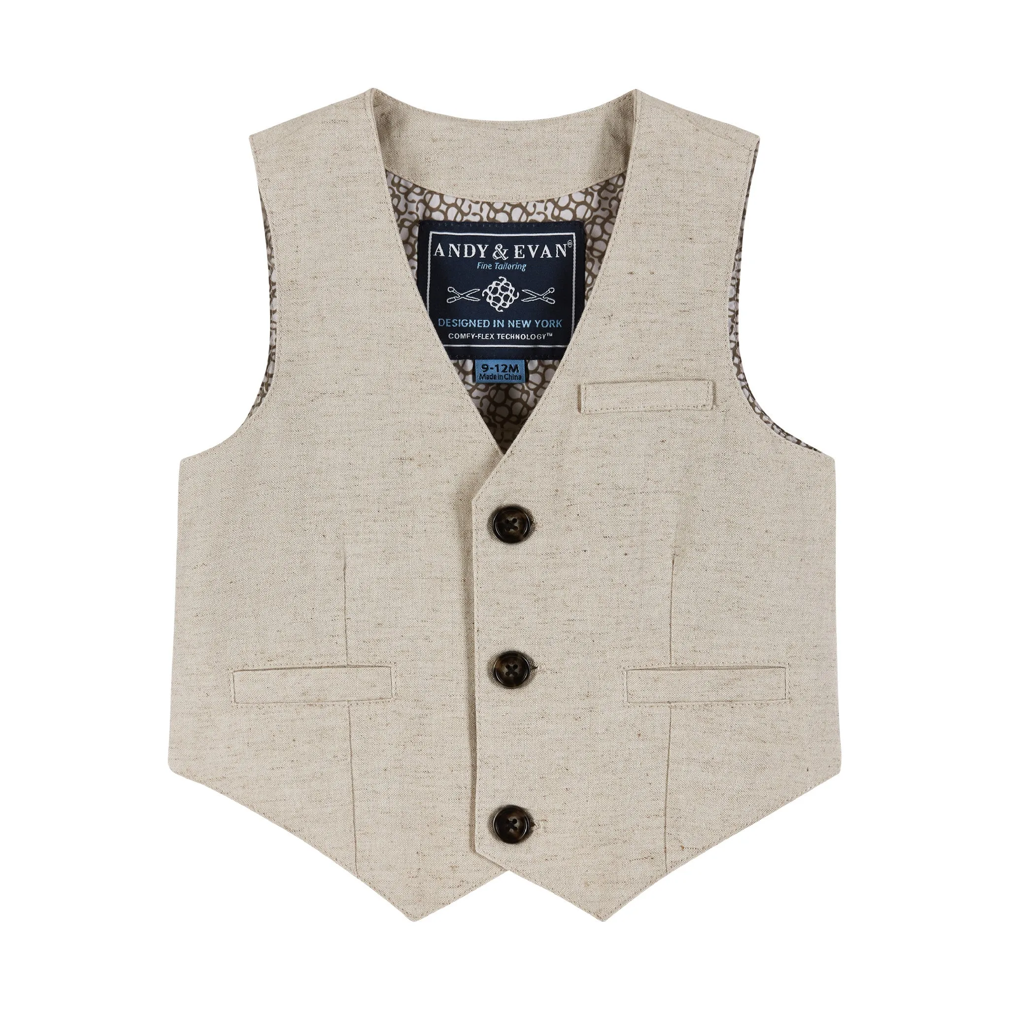 Infant Four Piece Buttondown and Vest Set | Stone