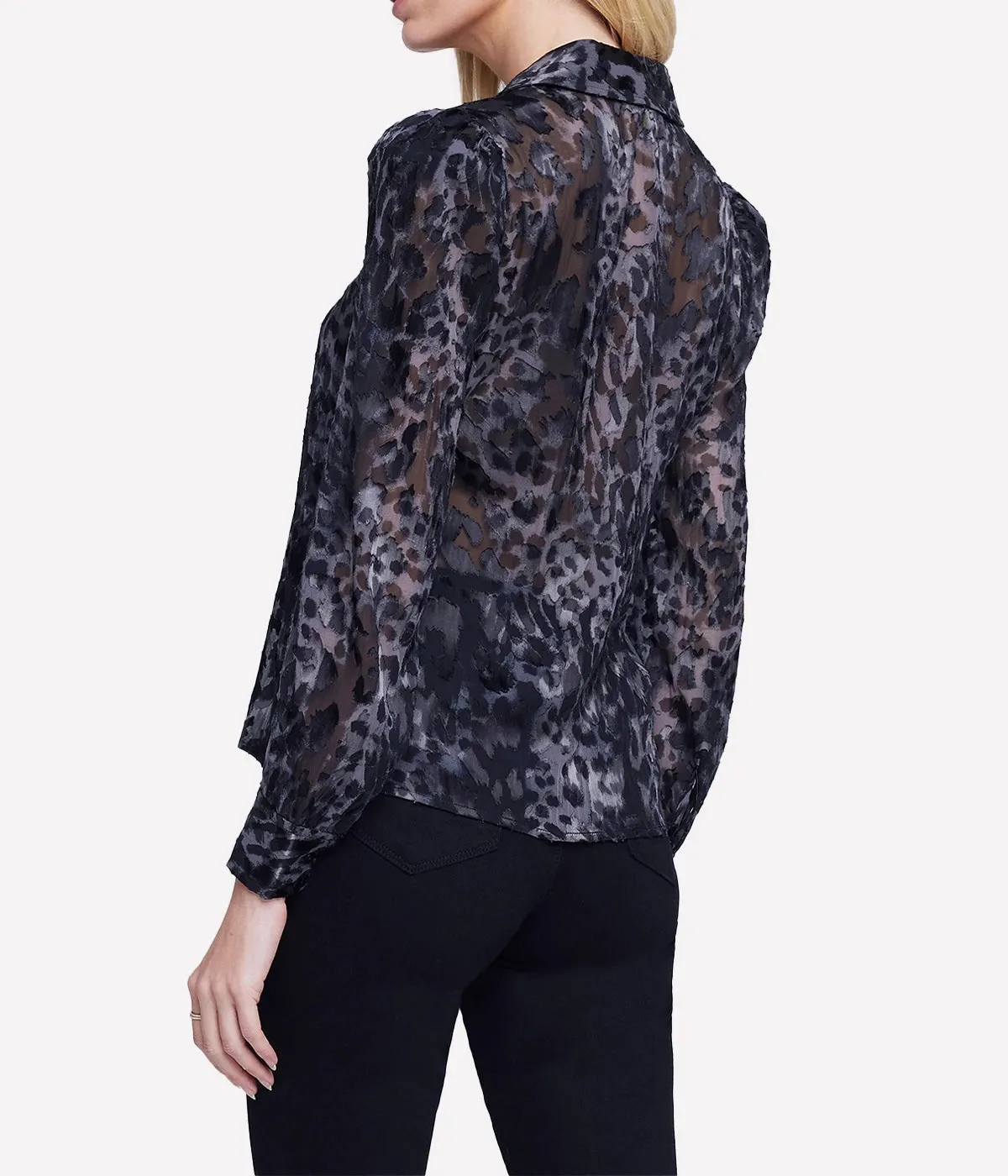 Jenica Blouse in Black Multi Oil Leopard