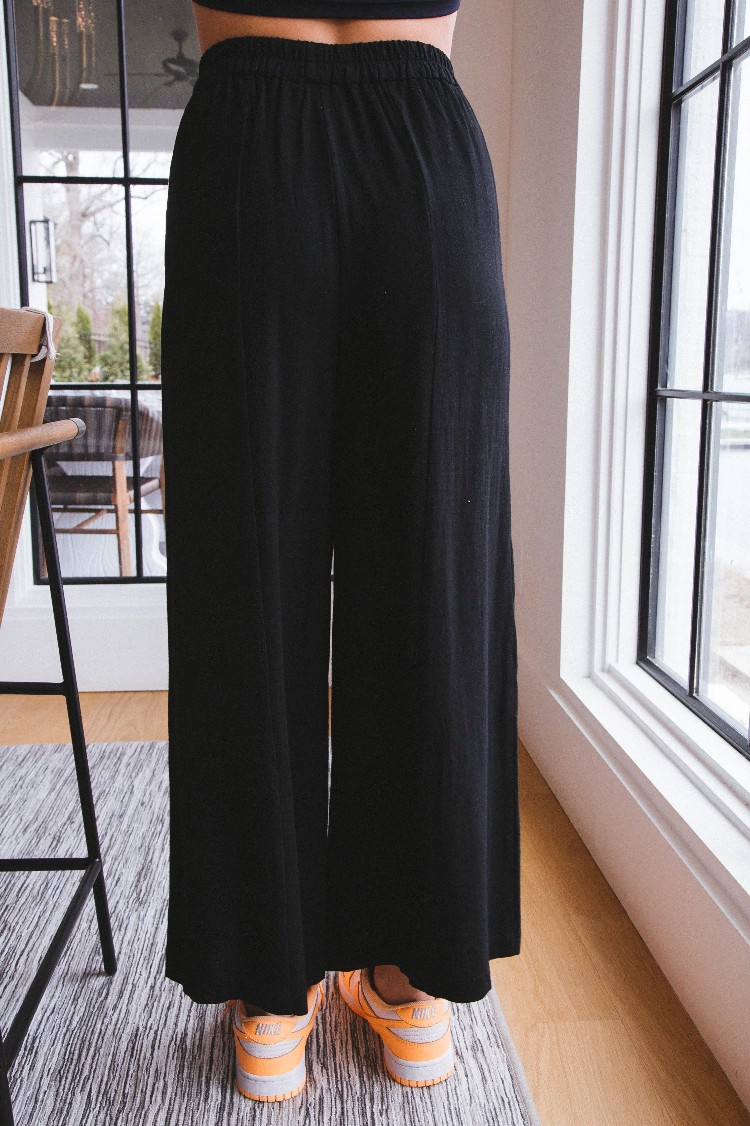 Kaylee Linen Wide Leg Pants, Black