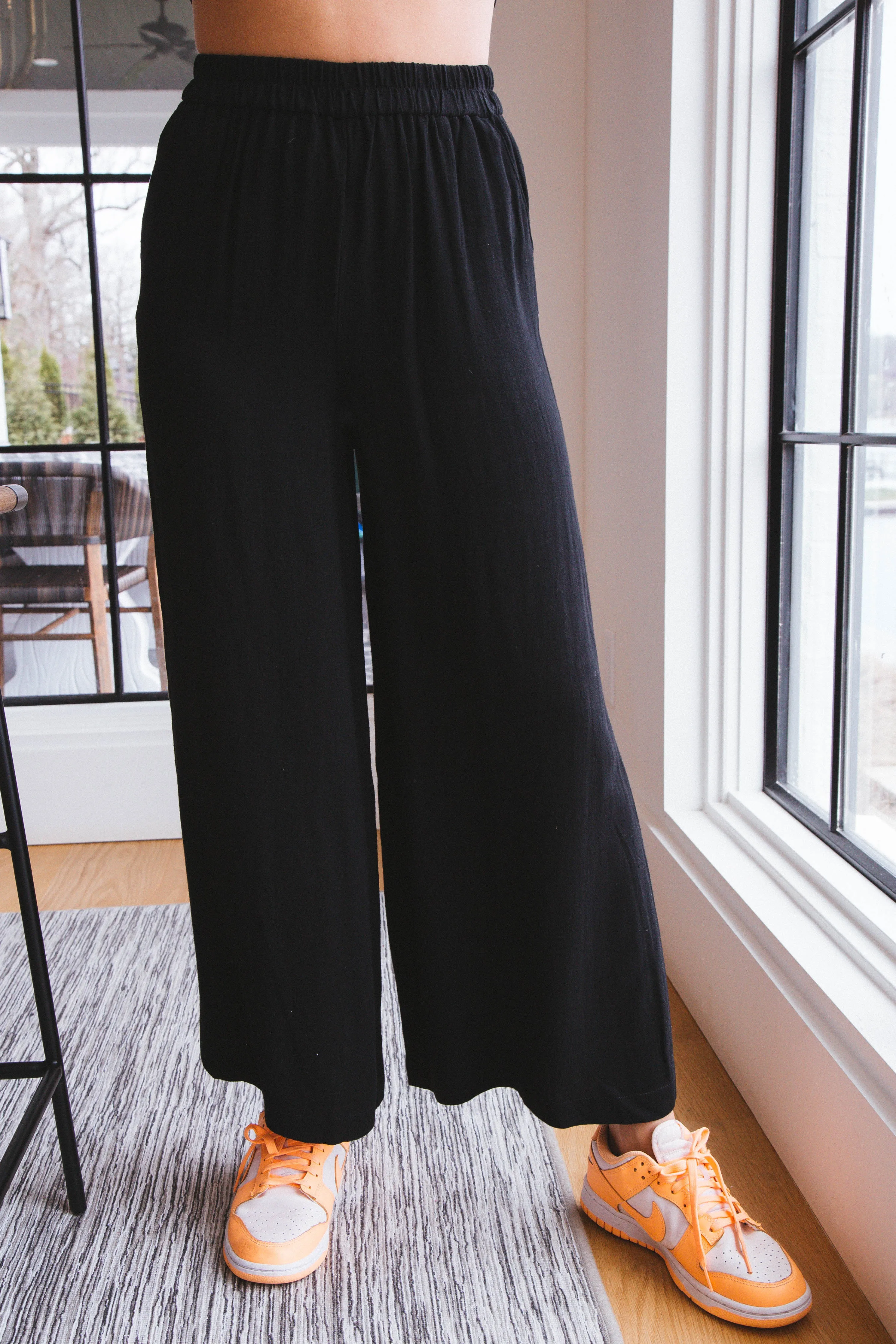 Kaylee Linen Wide Leg Pants, Black