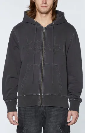 KSUBI ZINE KASH ZIP THRU HOODIE FADED BLACK