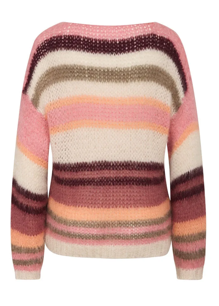 La Rouge Adona Knit Sweater - Cream and pink stripe