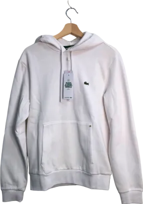 Lacoste White Classic Fit Hoodie UK M