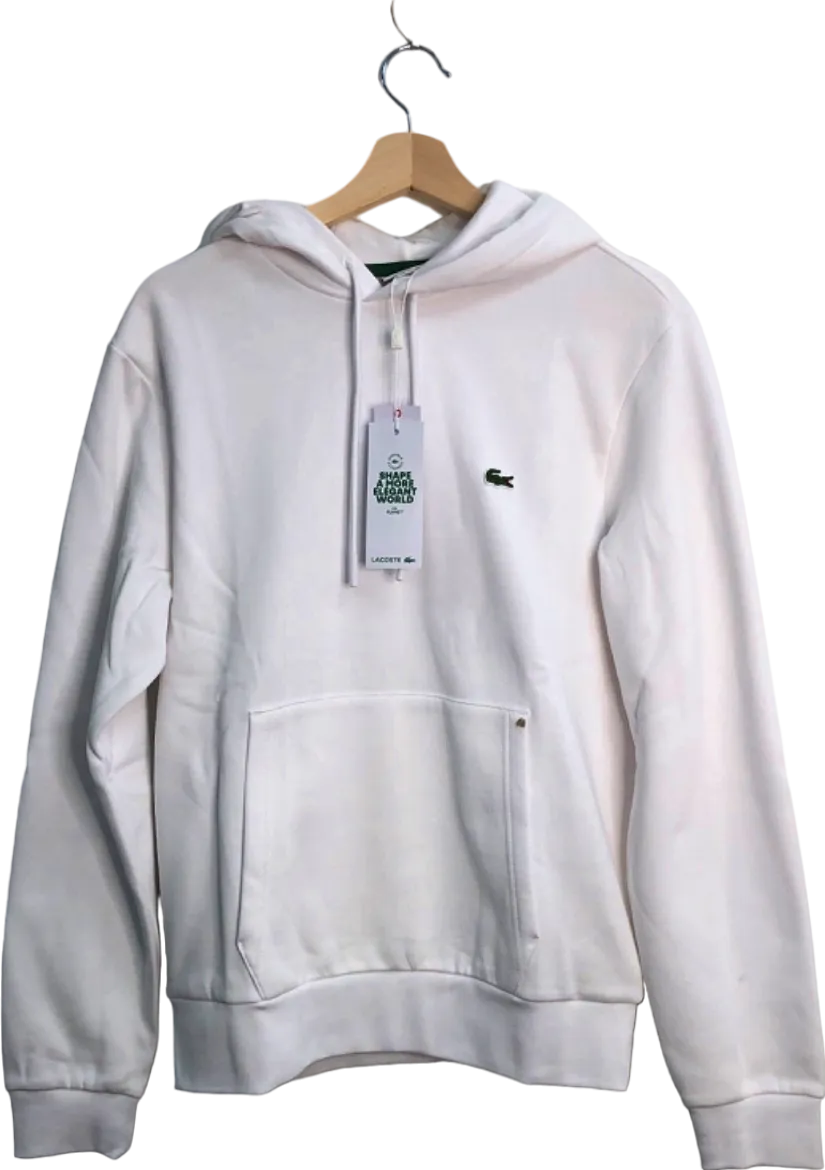 Lacoste White Classic Fit Hoodie UK M