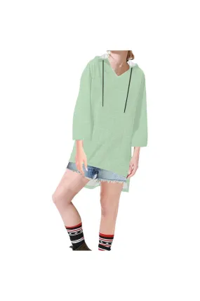 Lime Lattice Step Hem Tunic Hoodie for Women (Model H25)