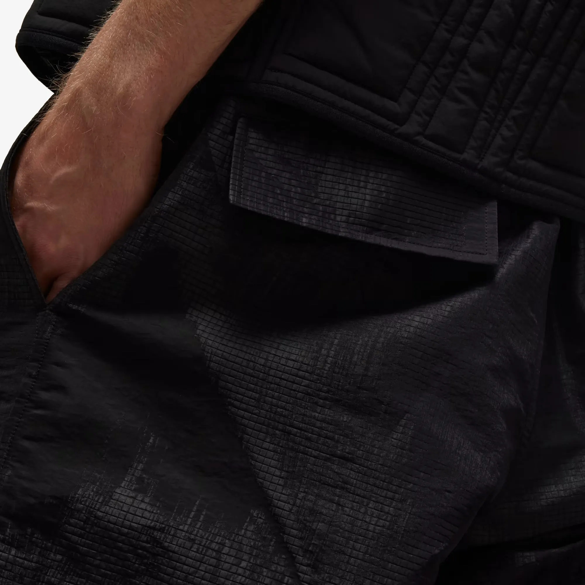 LINED JACQUARD RIPSTOP PANTS 'BLACK'