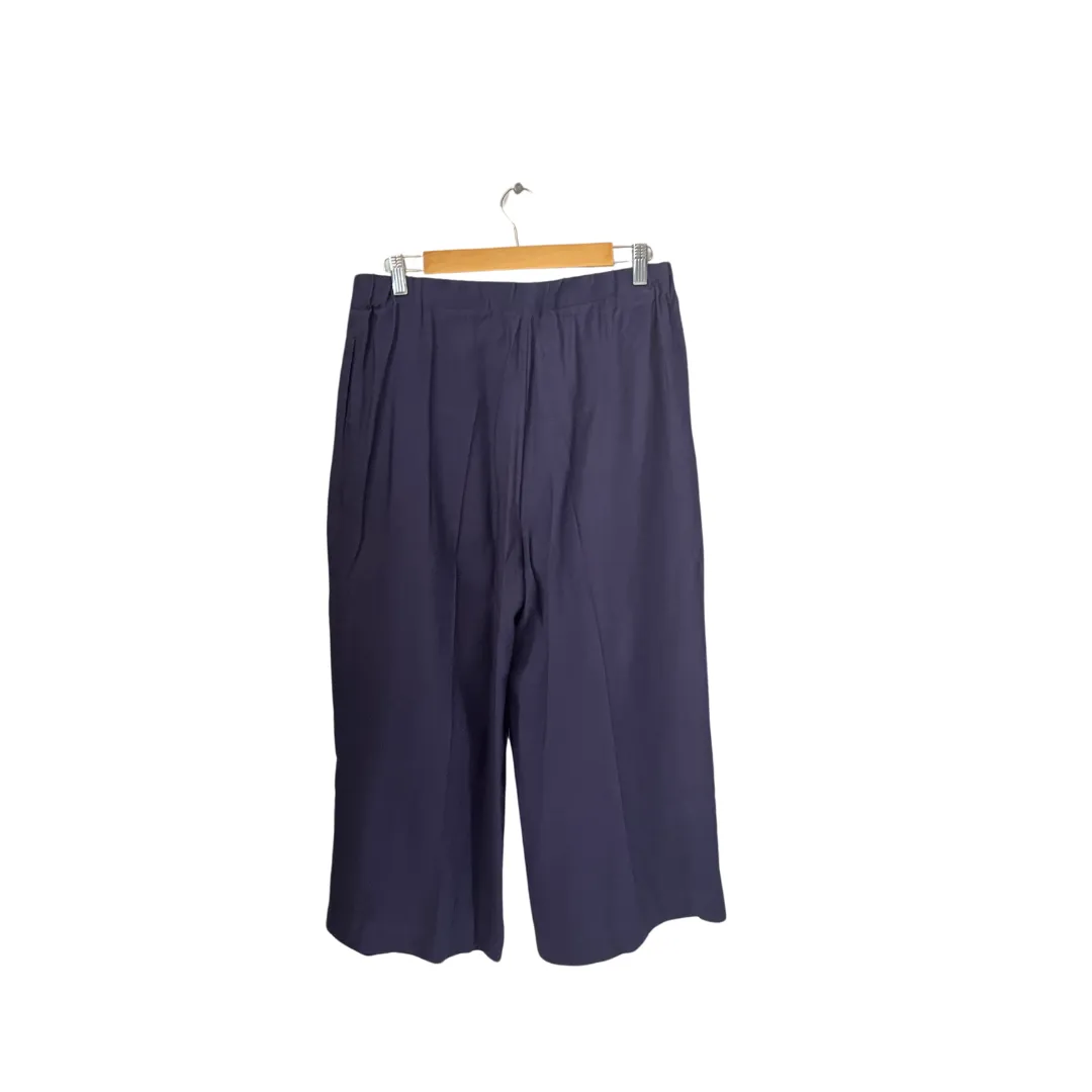 Mango Navy Cropped Wide Leg Pants | Gently Used |