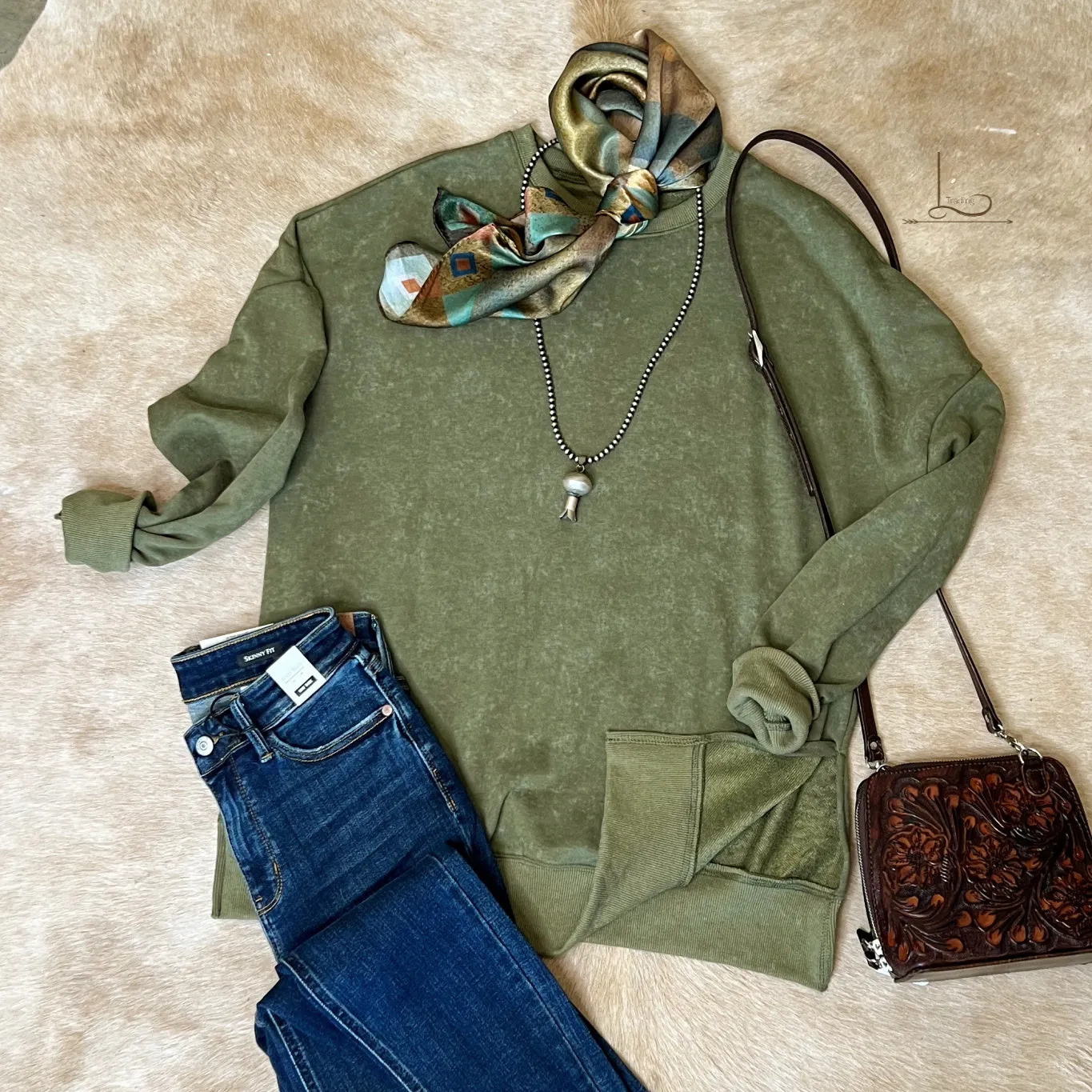 Mineral Washed Olive Sweatshirt