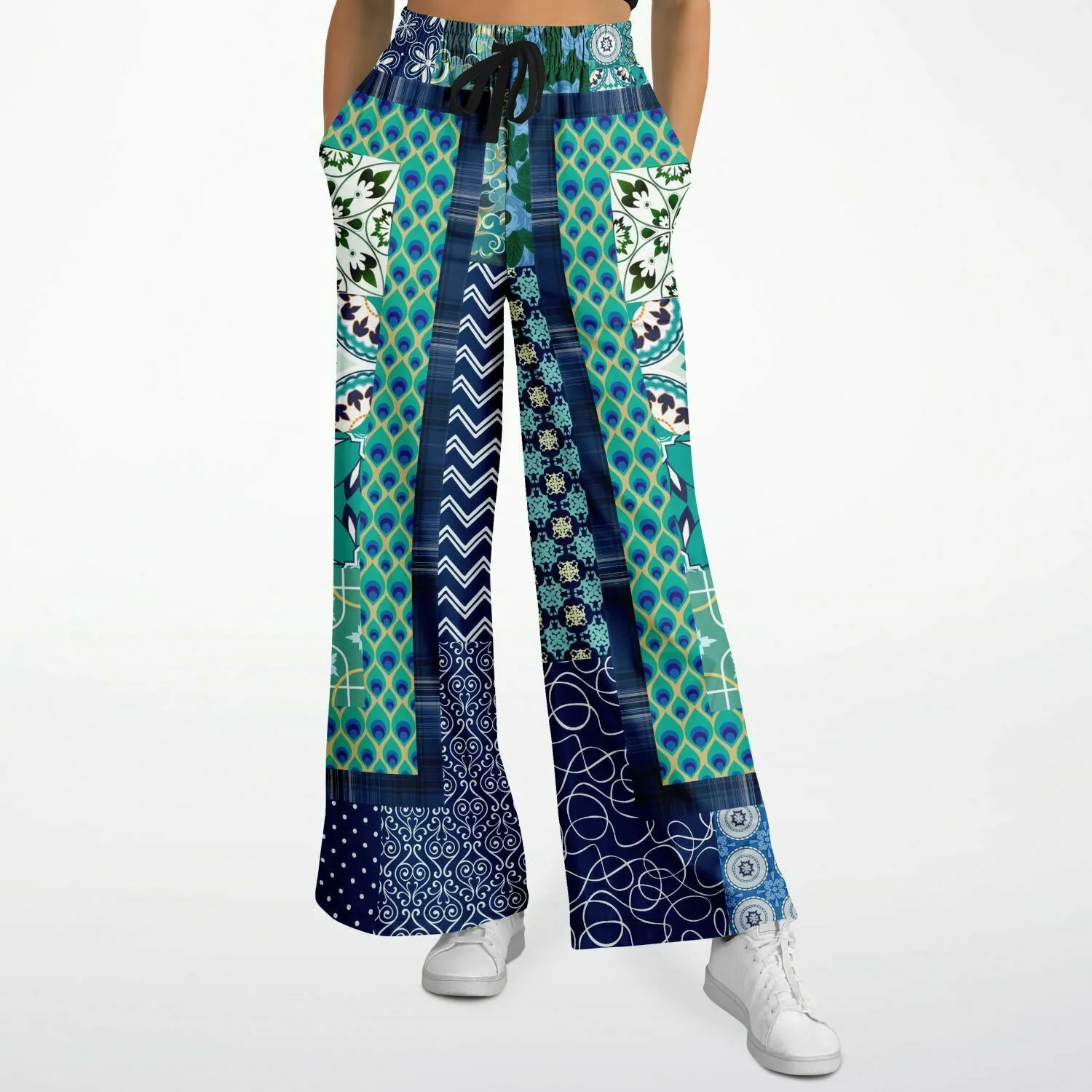 Mykonos Floral Tile Eco-Poly Stretchy Phat Bellbottoms