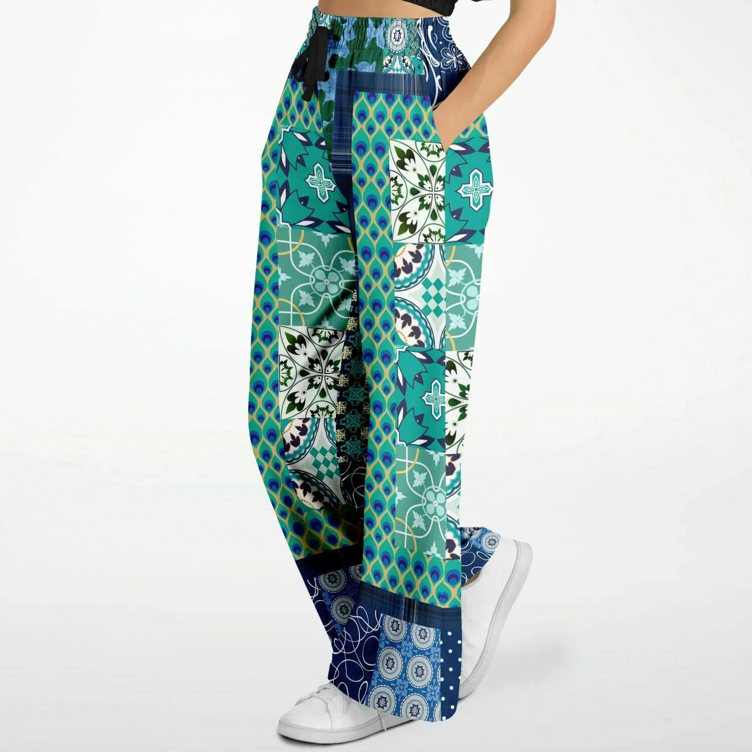 Mykonos Floral Tile Eco-Poly Stretchy Phat Bellbottoms