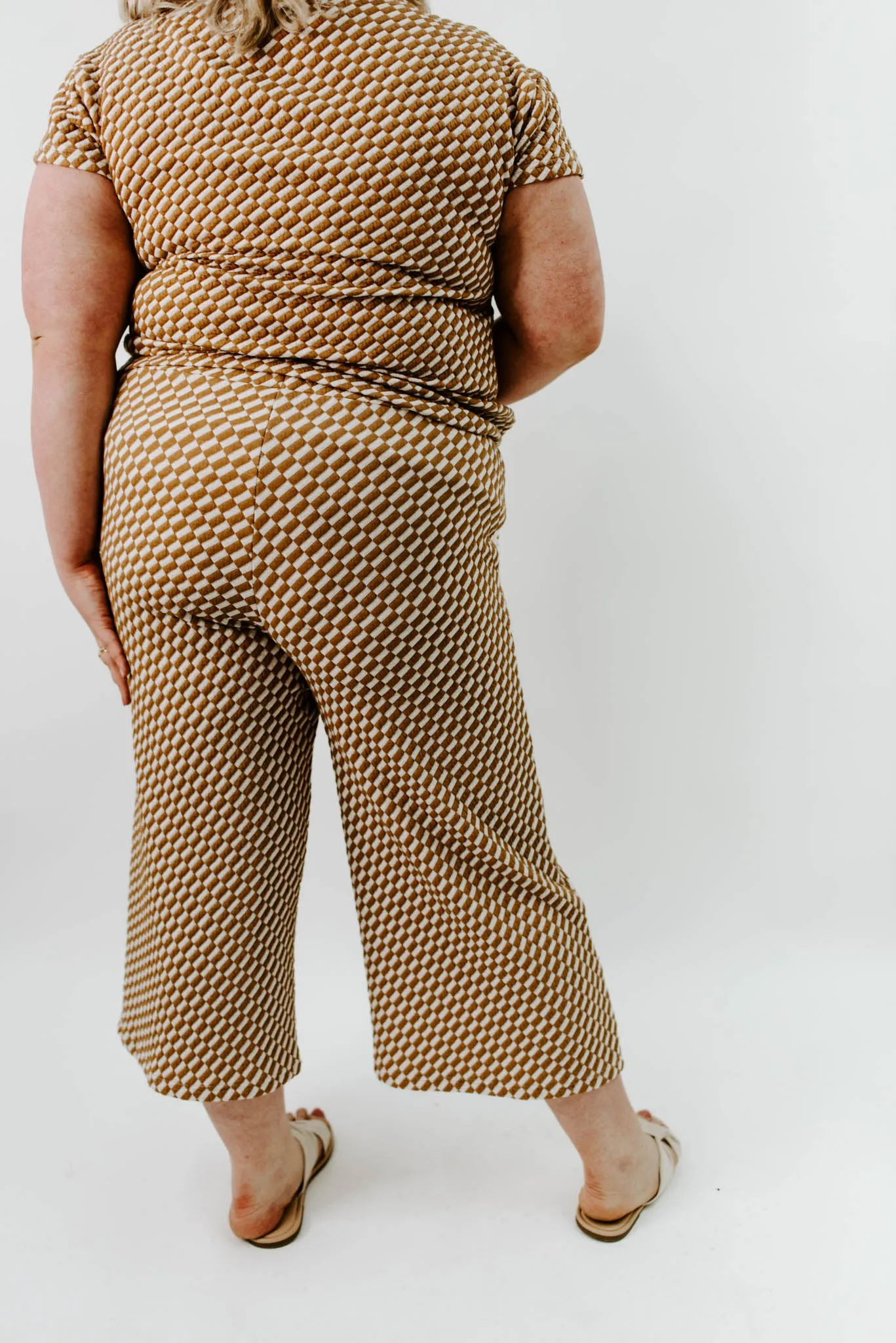 New Possibilities Curvy Checker Crop Pants