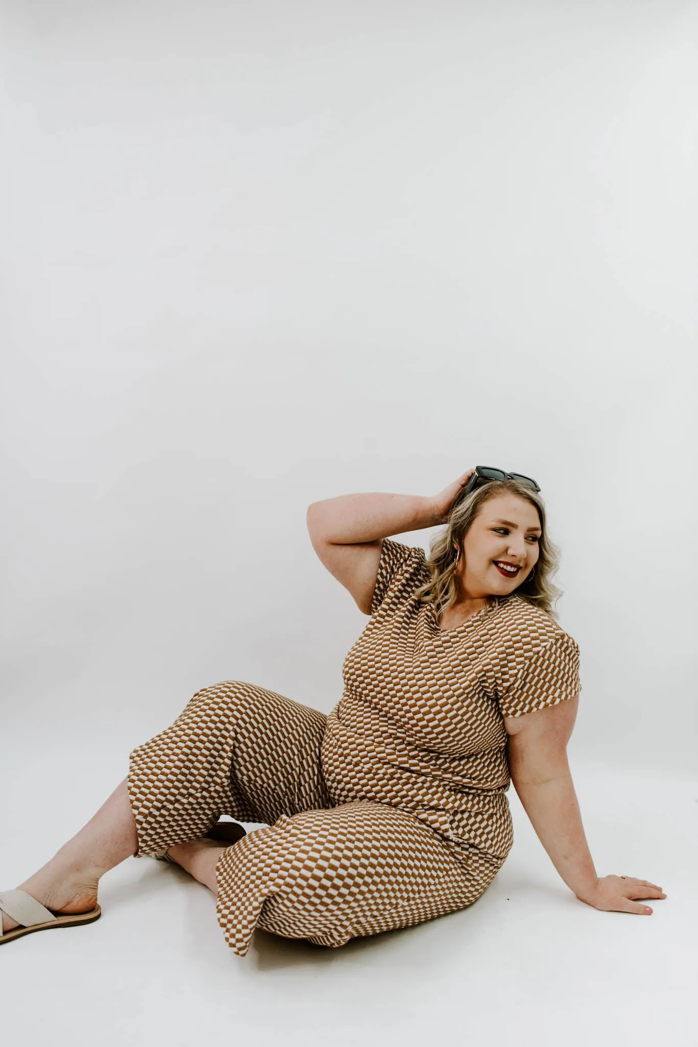 New Possibilities Curvy Checker Crop Pants